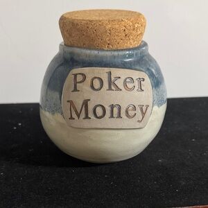 Vintage Tumbleweed Pottery Jar w/ Cork POKER MONEY Hand Crafted North Carolina